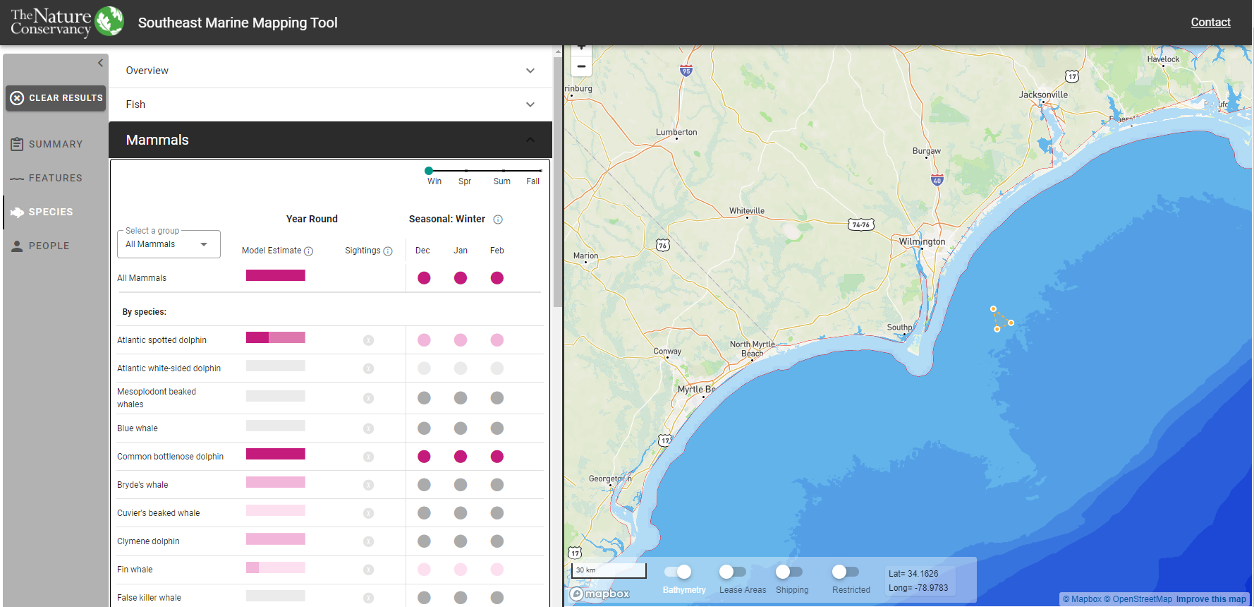 The Nature Conservancy's Southeast Marine Mapping Tool